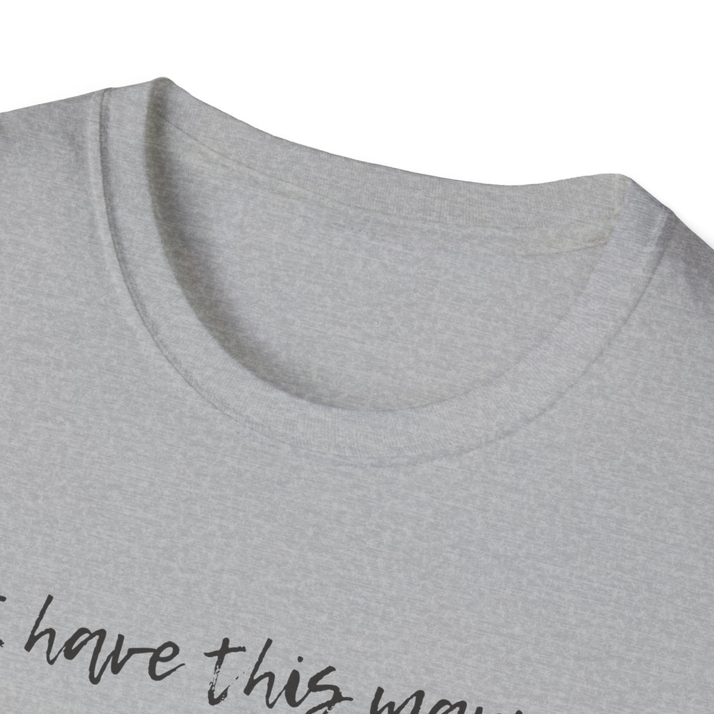 Close-up of the tagless, itch-free neckline on the "Three Spoons Left" tee. Designed for Fibromyalgia patients with skin sensitivity (allodynia) to ensure peak sensory peace.