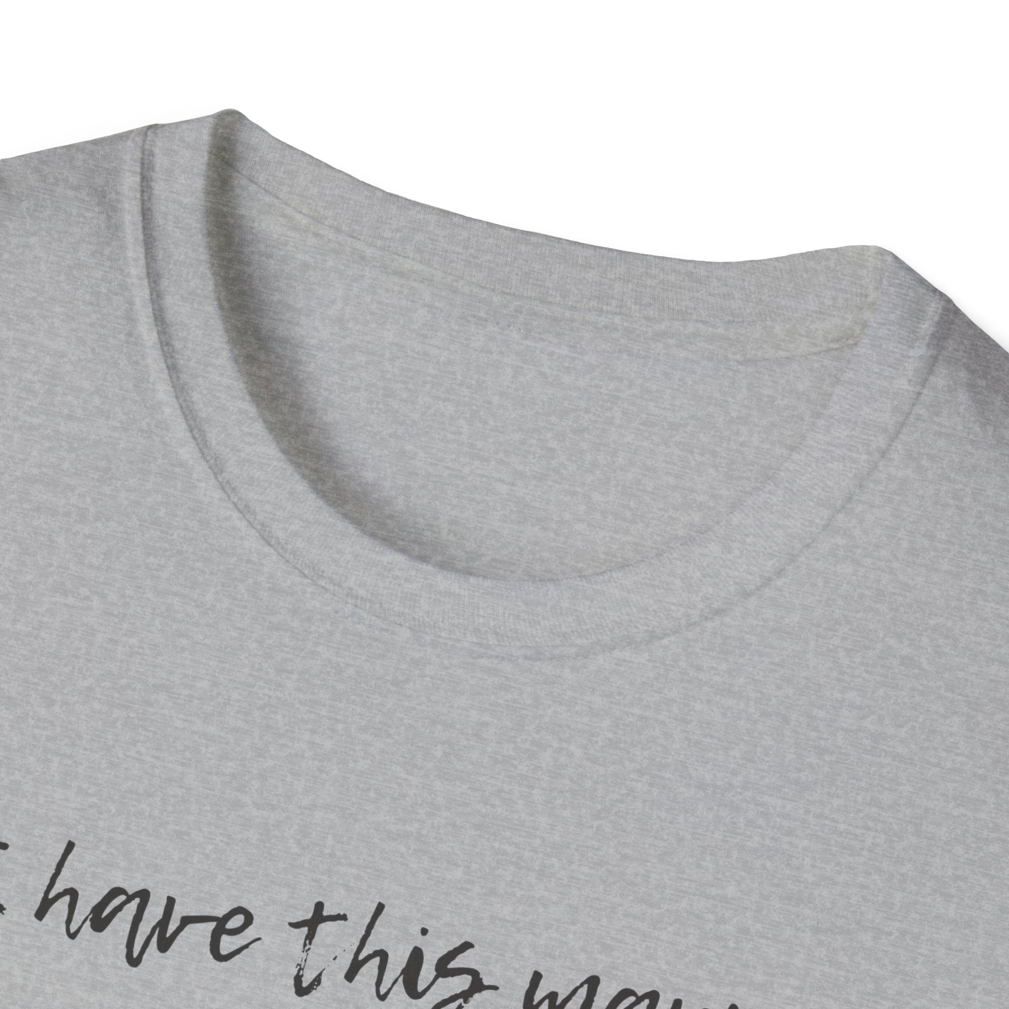 Close-up of the tagless, itch-free neckline on the "Three Spoons Left" tee. Designed for Fibromyalgia patients with skin sensitivity (allodynia) to ensure peak sensory peace.