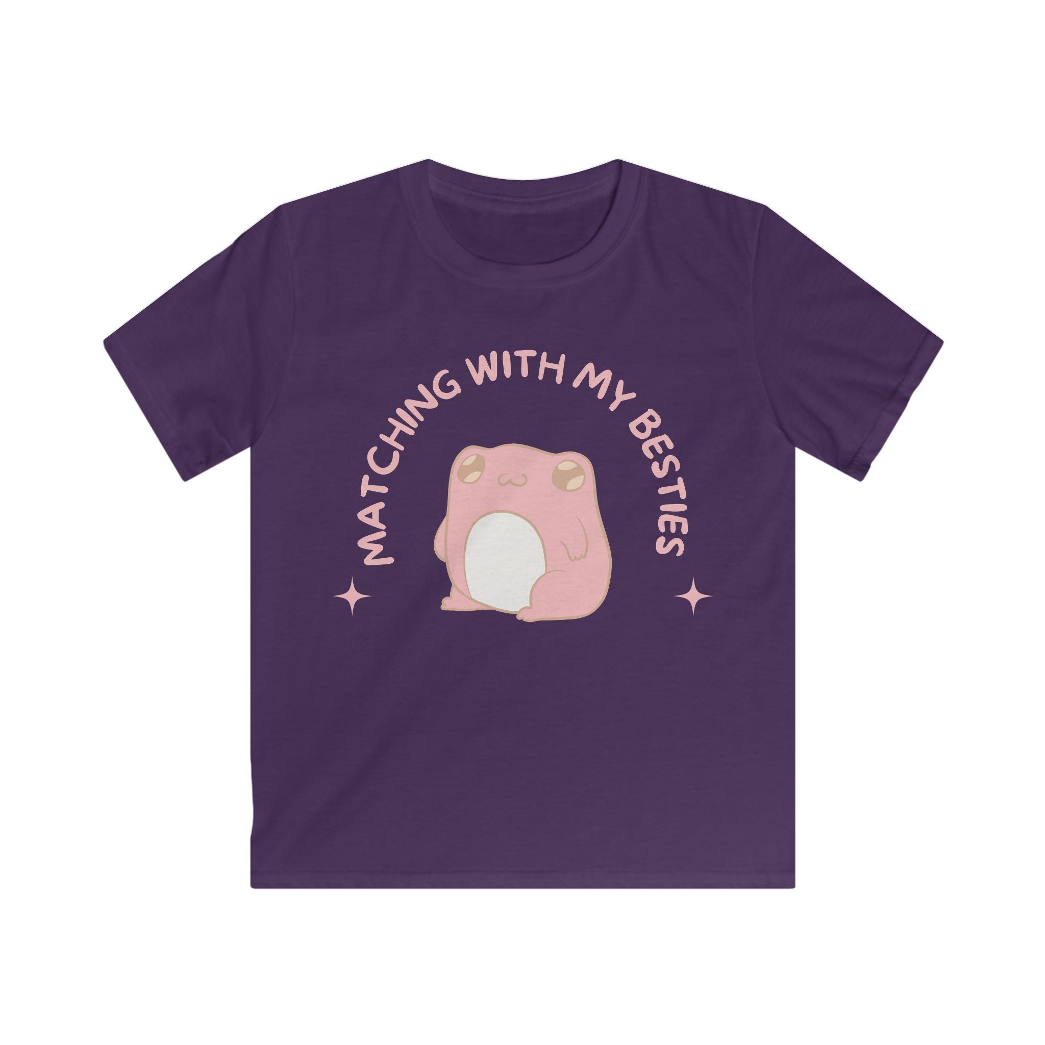 Pink Frog Besties Kids T-Shirt – Sensory Friendly Soft Cotton – No Side Seams – Pastel Pink Neurospicy Gift – Cute Froggy Best Friend Tee