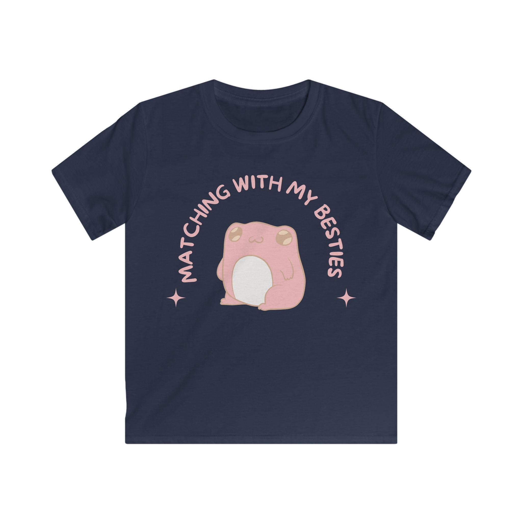 Pink Frog Besties Kids T-Shirt – Sensory Friendly Soft Cotton – No Side Seams – Pastel Pink Neurospicy Gift – Cute Froggy Best Friend Tee