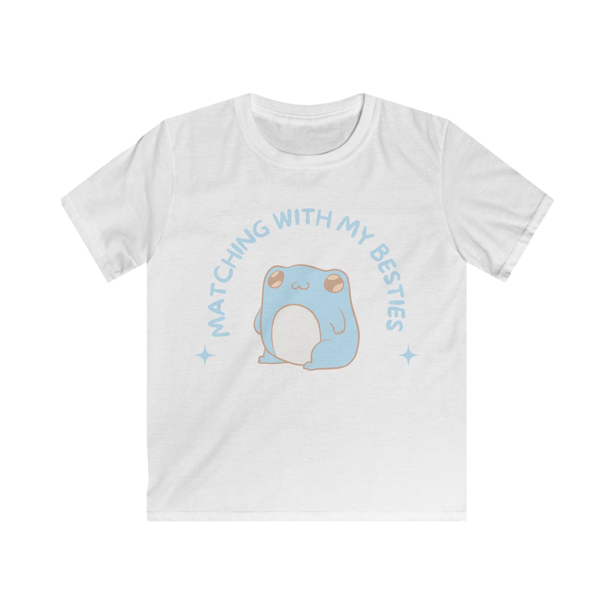 Blue Frog Matching Besties Kids Tee – Sensory Friendly Seamless T-Shirt – No Itchy Tags – Calm Blue Neurodivergent Gift – Soft Froggy Best Friend Top