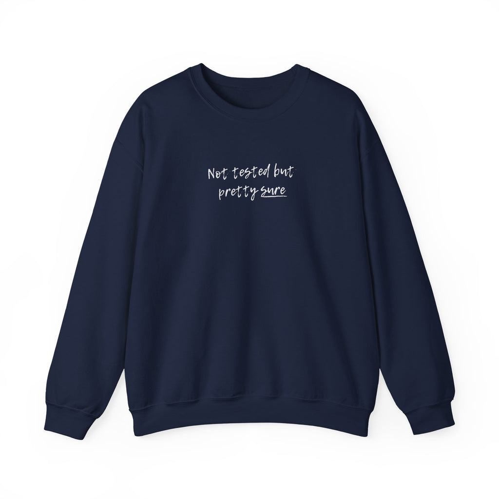 Not tested but pretty sure sweatshirt | minimalist handwritten text crewneck